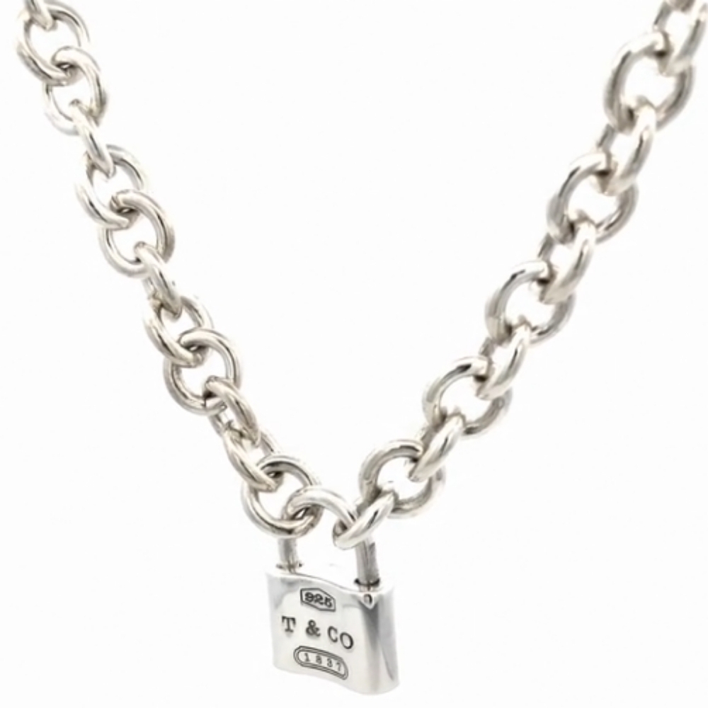 Tiffany & Co. 1837 Padlock Rolo Chain Chocker Necklace Sterling Silver 925 - Picture 5 of 16